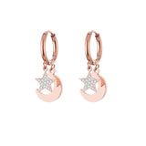 Star Moon Earrings Stainless Steel Small Circle Ear Hoops Valentines Gift
