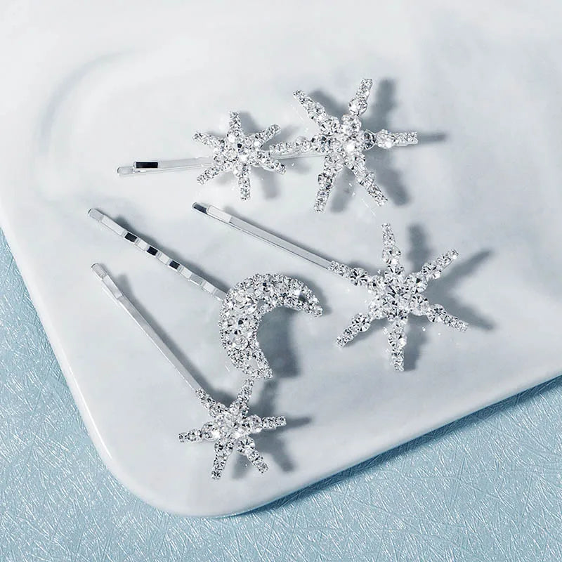Star Moon Hairpins Clips Wedding Hair Accessories Rhinestone Hairgrips