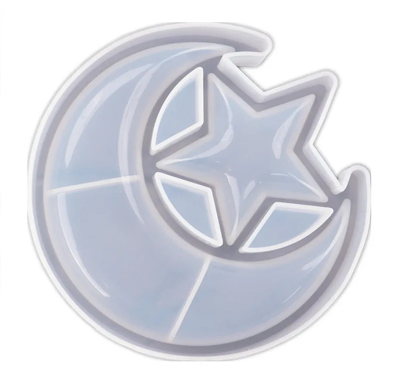 Star Moon Plate Dish Storage Box Mirror Silicone Mold Crystal Epoxy Resin Mould