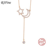 Star Moon 925 Silver Choker Necklace For Women