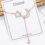 Star Moon 925 Silver Choker Necklace For Women