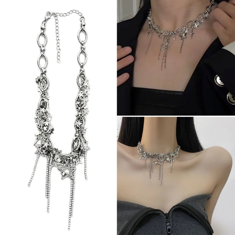Star Necklaces Star Chain Chokers Pentagram Chain Necklaces Hot Girl Women