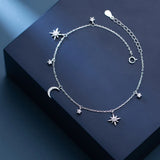 Star Of David And Moon Anklet 925 Sterling Silver Jewelry Anklets For Women