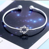 Star Of David Lucky Bangle Charm Bracelet 925 Sterling Plated