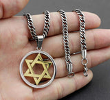 Star Of David Men's Pendant Necklace Two Tone Stainless Steel