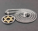 Star Of David Men's Pendant Necklace Two Tone Stainless Steel