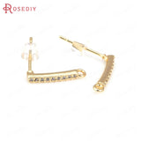 Star Rectangle 18K Brass and Zircon Stud Earrings Pins