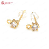 Star Rectangle 18K Brass and Zircon Stud Earrings Pins