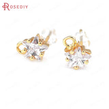 Star Rectangle 18K Brass and Zircon Stud Earrings Pins