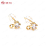 Star Rectangle 18K Brass and Zircon Stud Earrings Pins
