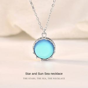 Star Sea S925 Silver Necklace Moonstone Pendant Wedding Gift