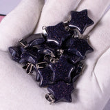 Star Shape Healing Crystal Stone Pendants Rose Tiger Eye Opal Drop Charms