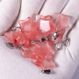Star Shape Healing Crystal Stone Pendants Rose Tiger Eye Opal Drop Charms