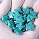 Star Shape Healing Crystal Stone Pendants Rose Tiger Eye Opal Drop Charms