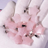 Star Shape Healing Crystal Stone Pendants Rose Tiger Eye Opal Drop Charms