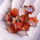 Star Shape Healing Crystal Stone Pendants Rose Tiger Eye Opal Drop Charms