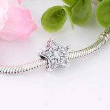 Star Mix Clear Zirconia Fit Pan Charm Bracelet 925 Sterling Silver