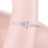 Star Mix Clear Zirconia Fit Pan Charm Bracelet 925 Sterling Silver