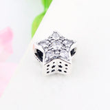 Star Mix Clear Zirconia Fit Pan Charm Bracelet 925 Sterling Silver