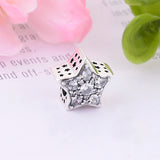 Star Mix Clear Zirconia Fit Pan Charm Bracelet 925 Sterling Silver
