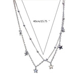 Star Beads Link Chain Necklace Double Layer Star Choker Y2K Neck Jewelry