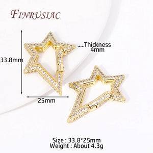 Star Spring Buckle, Zircon Carabiner Clasp Lock, 18K Plated Star Carabiner