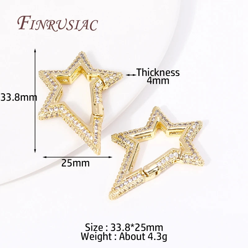 Star Spring Buckle, Zircon Carabiner Clasp Lock, 18K Plated Star Carabiner