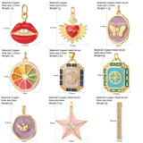 Sun Smiley Enamel Charms Bee CZ Geometric Charms for Jewelry Making