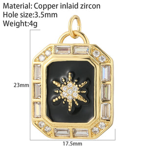 Sun Smiley Enamel Charms Bee CZ Geometric Charms for Jewelry Making