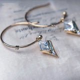 Aquamarine Diamond Stud Earrings S925 Sterling Silver