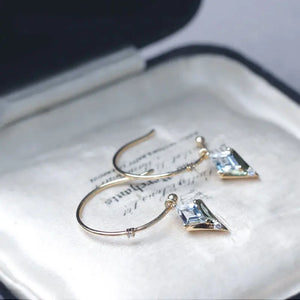 Aquamarine Diamond Stud Earrings S925 Sterling Silver