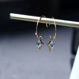 Aquamarine Diamond Stud Earrings S925 Sterling Silver
