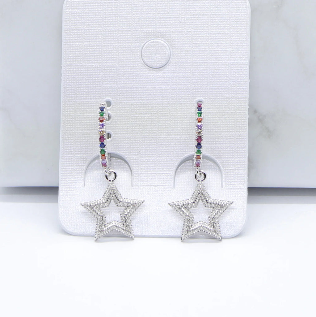 Silver Plated Star Crystal Earrings for Women