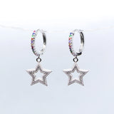 Silver Plated Star Crystal Earrings for Women