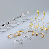 Geometric Nose Stud Rings 925 Sterling Silver Nose Piercing Jewelry