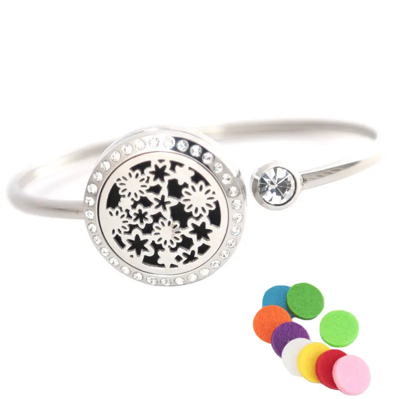 Flower Bracelet Locket Bangle Aromatherapy Magnet