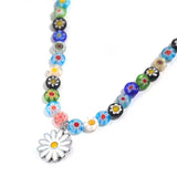 Glass Flower Daisy Necklace Fashionable Collarbone Chain