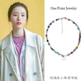 Glass Flower Daisy Necklace Fashionable Collarbone Chain