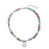 Glass Flower Daisy Necklace Fashionable Collarbone Chain