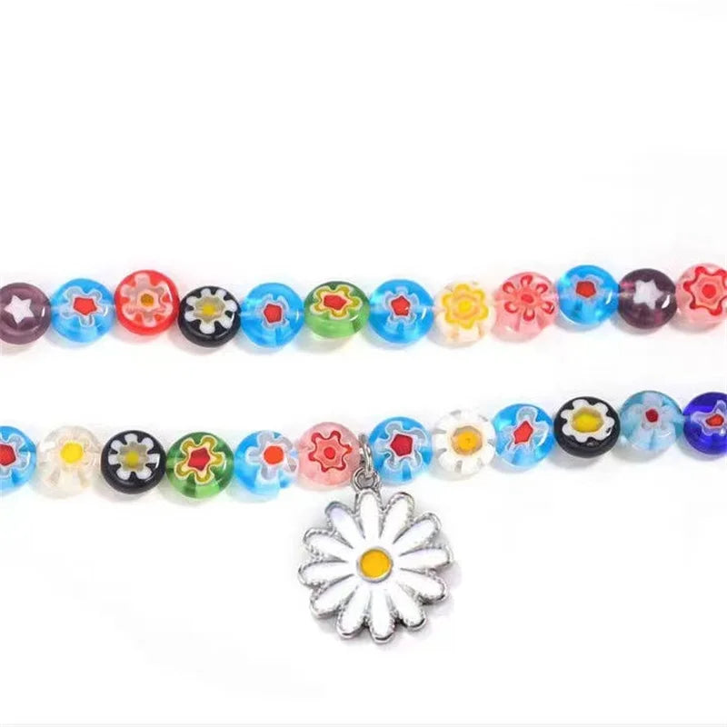 Glass Flower Daisy Necklace Fashionable Collarbone Chain