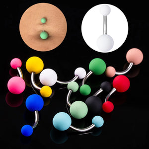 10pcs Rubber Painting Belly Ring Bar Earring Plastic Ball Navel Piercing