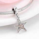 Starfish Bead and Dolphin Pendant 925 Sterling Silver Jewelry