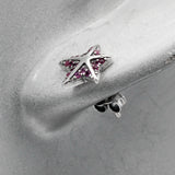 925 Silver Starfish Earrings Red CZ Women's Stud Jewelry Gift