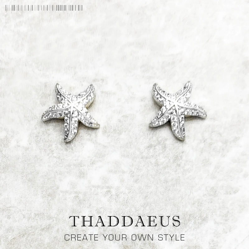 Starfish Pave Stud Earring 925 Sterling Silver