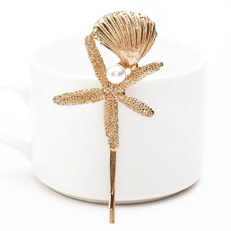 Starfish Shell Pearl Hair Clips Wedding Hairpins Bridal Accessories
