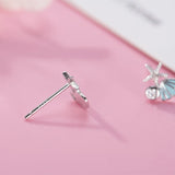 Starfish Shell Stud Earrings 925 Silver Minimalist Pink Jewelry