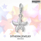 Starfish Silver Charm Pendant, 925 Sterling Silver Nautical Gift