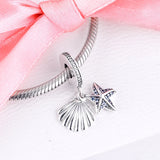 Starfish and Sea Shell Charm 925 Sterling Silver Crystal Beads