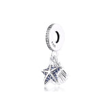 Starfish and Sea Shell Charm 925 Sterling Silver Crystal Beads