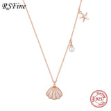 Starfish Shell Necklace 925 Sterling Silver Couple Lover For Women Fine Jewelry